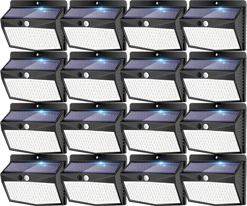Vista 16 de Luces Solares para Exteriores, 12 Paquetes de Luces Solares con Sensor de Movimiento y Seguridad con 3 Modos de Iluminación, Luces Solares de Pared