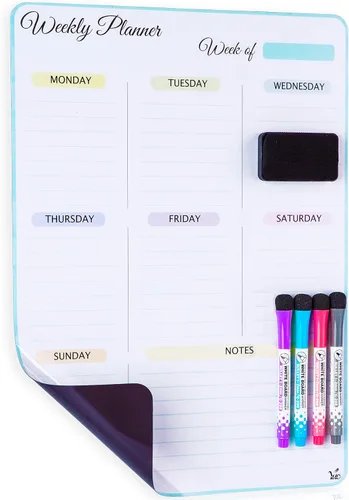Vista 9 de Calendario magnético de borrado en seco de 13 x 10 pulgadas, pizarra blanca para refrigerador