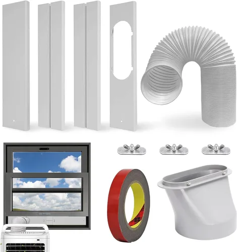 Kit de ventilación de aire acondicionado portátil con manguera de 59 pulgadas de longitud, kit de ventana de CA portátil ajustable para ventana