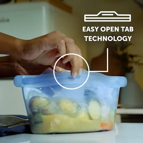 Vista 5 de Ziploc Endurables - Recipiente pequeño, 2 tazas, bolsas de silicona reutilizables y recipientes de preparación de alimentos para congelador, horno