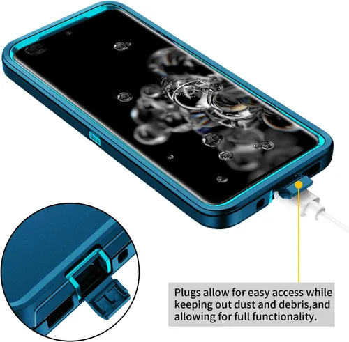 Vista 5 de Funda para Galaxy S20 Ultra 5G, resistente a prueba de golpes, 3 capas, protección de cuerpo completo, funda resistente para Galaxy S20 Ultra de 6.9