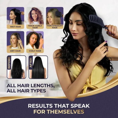 Vista 7 de Cepillo Ventilado para Secado, Ducha y Cabello Grueso, Rizado o Liso Cepillo Desenredante con Ventanas Curvas y Marco Ancho (Morado Empoderado)