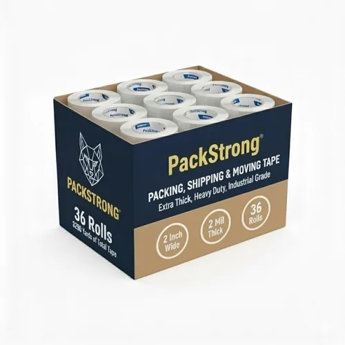 Vista 14 de Packstrong - Cinta de embalaje transparente de grado industrial 12 rollos - 110 yardas por rollo - 2" de ancho x 2 mil de grosor, cinta adhesiva