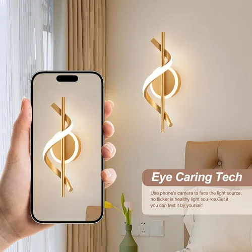 Vista 6 de Juego de 2 apliques de pared modernos, luces LED de pared de 12 W, lámpara de pared moderna en espiral, lámparas de pared LED, luminaria de luz
