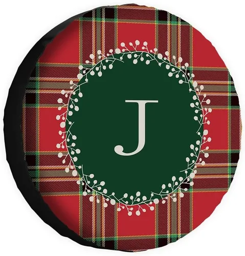 Vista 27 de Buffalo Check Plaid Initial Spare Tire Cover Monogram Letter A Wheel Protectors Covers Water Dust Proof 14 Inch Wheel Covers Universal for Trailer