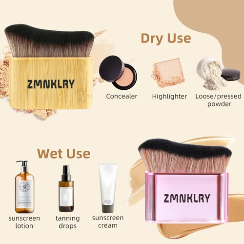 Vista 6 de Kabuki Brush - Brocha bronceadora y autobronceadora, mejora para maquillaje facial y corporal