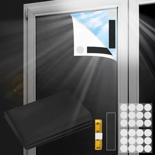 Vista 9 de Persianas opacas para ventana de dormitorio, 197 x 57 pulgadas, 100% opacas, película de papel, cortinas opacas portátiles de viaje, cortinas opacas