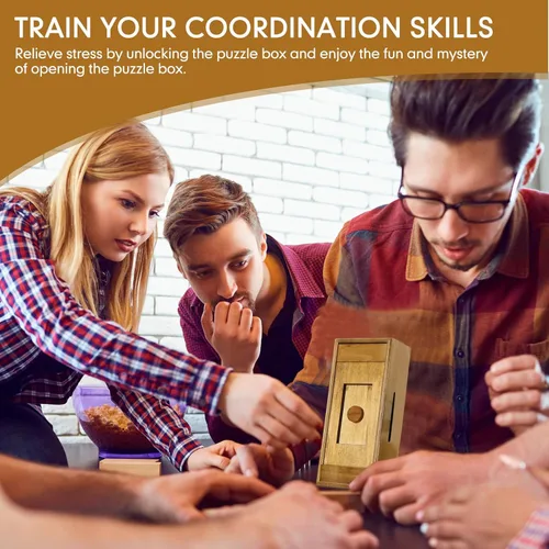 Vista 5 de Kasyat Caja de rompecabezas de madera de 2 piezas para adultos, caja de rompecabezas de dinero para regalo, tarjetas mágicas con compartimentos