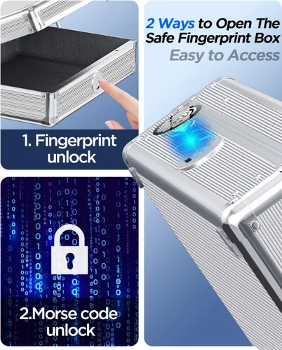 Vista 2 de AICase - Caja fuerte para pistolas, caja de seguridad de acceso rápido para múltiples pistolas con cerradura biométrica de huellas dactilares/código