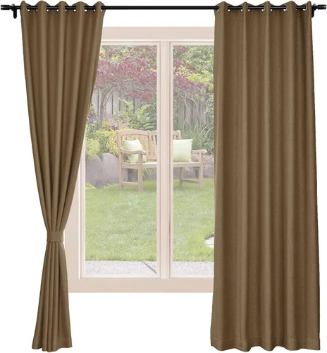 Vista 28 de Frelement Cortinas opacas de lino natural, paneles de cortinas con ojales para sala de estar, cortinas con aislamiento térmico, 52 pulgadas de ancho