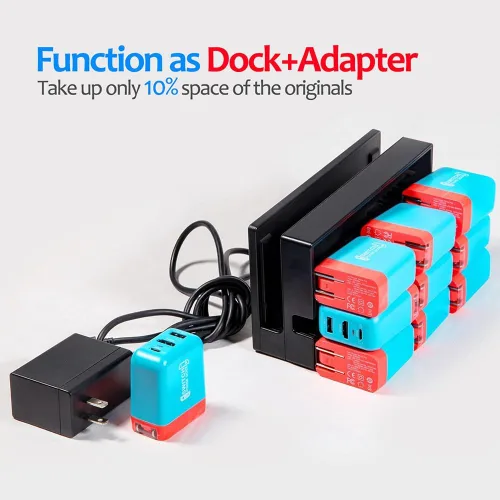 Vista 7 de Cargador de muelle para Nintendo SwitchOLED, estación de acoplamiento de TV portátil ShuOne con 4K 60Hz HDMIUSB2.0PD puertos de carga rápida
