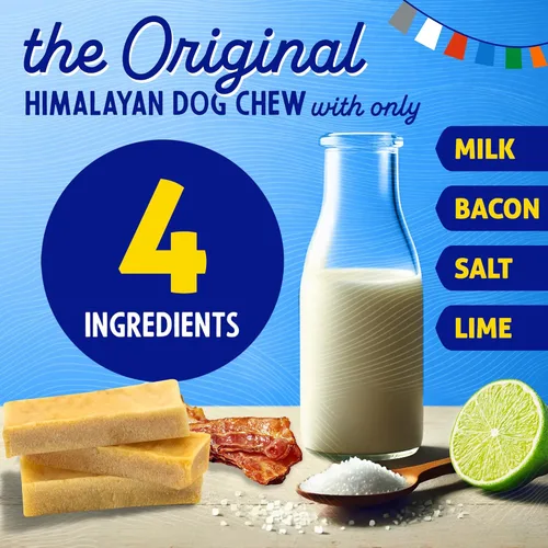 Vista 3 de Himalayan Chew Original Yak Cheese Chew, tocino, 3 palitos pequeños, 1.1 onzas, sin gluten, golosinas saludables, sin granos ni lactosa, 100%