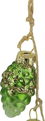 Vista 4 de Adorno de cristal de Navidad con cono de pino colgante, 7 pulgadas, verde lima y blanco