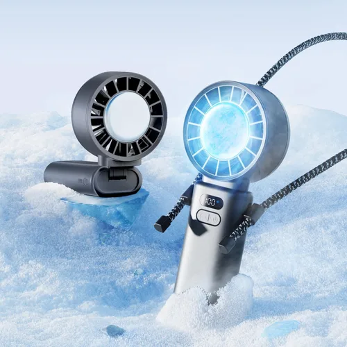 SOTHING Ventilador turbo portátil de mano con placa de enfriamiento de hielo, 100 velocidades, tiempo de funcionamiento de 15 horas, mini ventilador