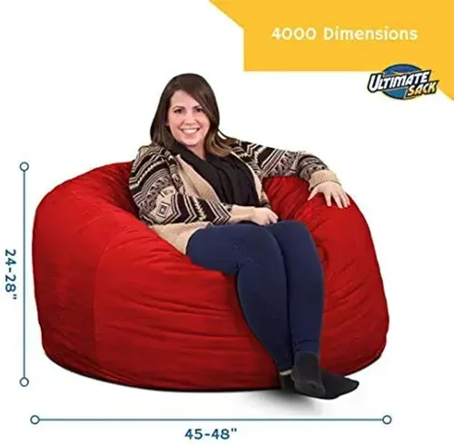 Vista 3 de ULTIMATE SACK 4000 Silla Puf de 4 Pies, Funda de Gamuza Burdeos – Tumbona de Espuma de Gran Tamaño, Asiento de Suelo, Sofá Pequeño o Sofá Cama