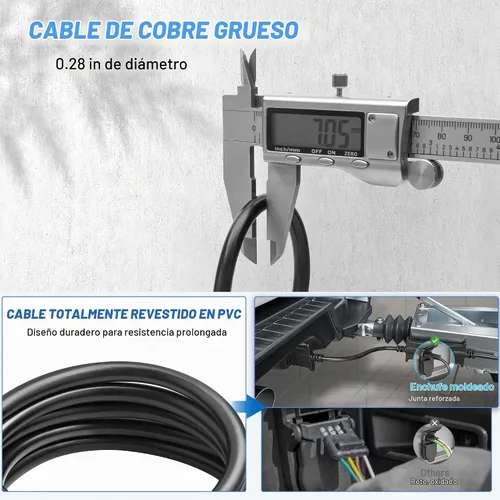 Vista 4 de MECMO - Conector de extremo de remolque de 4 vías, cable con chaqueta de 20 pies, arnés de cableado de enganche plano de 18AWG codificado por