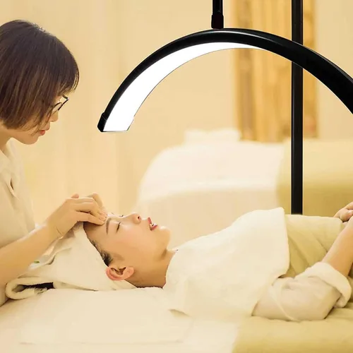 Vista 6 de Lámpara de pie LED de pestañas, lámpara de media luna para extensión de pestañas, iluminación para belleza, cuidado de la piel, pestañas, cejas