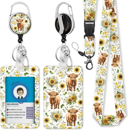 Vista 25 de Giancomics Soporte para tarjetas de identificación negro con cordón, cordones para insignias de identificación con carrete de insignia retráctil
