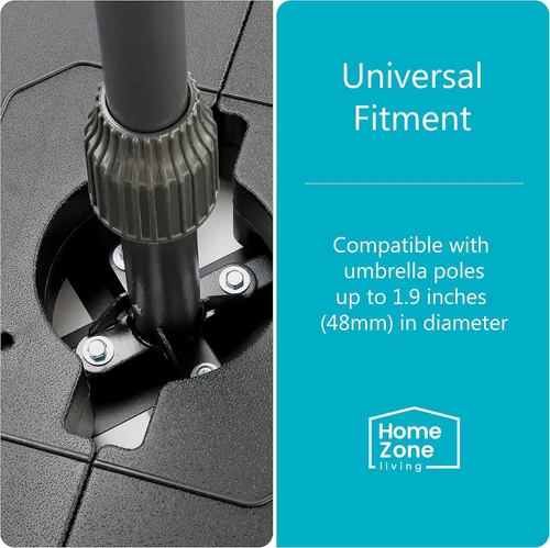 Vista 3 de Home Zone Living Soporte de base de sombrilla de patio rellenable en voladizo de 168 libras, 18 pulgadas, soporte para postes, agua, arena, se
