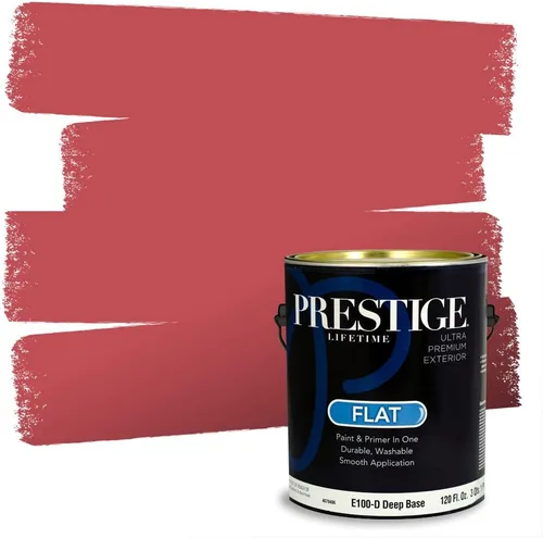 Vista 145 de Prestige Paints E100-T-SW6591 Pintura exterior e imprimación en uno, 1 galón, plano, combinación comparable de Sherwin Williams Amaryllis, 1 galón