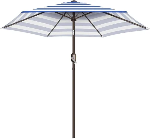 Vista 7 de Sombrilla de patio de 7.5 pies/9 pies, sombrilla de piscina con protección UV con poste resistente, sombrilla para exteriores con botón