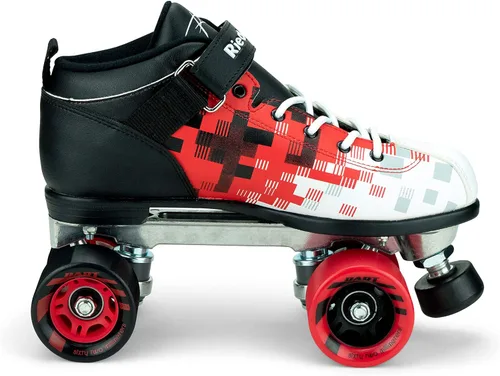 Vista 4 de Riedell Dart Pixel Roller Skates - Colorful Ultra-Durable Quad Speed Skates with Snug Fit and Versatile Matching Color Wheels