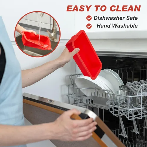 Vista 5 de Willinglong 4 moldes rectangulares de silicona para hornear de 9 x 5 pulgadas, moldes antiadherentes para hornear, mini molde para tartas, pan