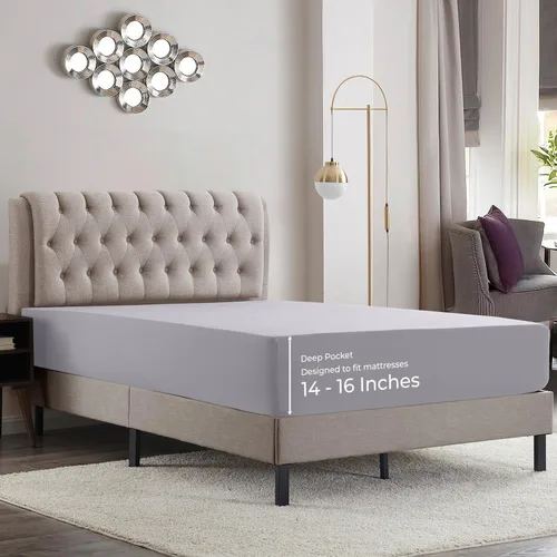 Vista 18 de Empyrean - Juego de 2 sábanas bajeras de tamaño individual, microfibra ultrasuave, bolsillo profundo, se adapta a colchones de 14 a 16 pulgadas