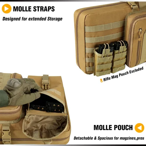 Vista 4 de DBTAC Urban Classic - Bolsa táctica doble larga para rifle suave, funda de transporte de pistola con correa de mochila para disparos en rango, caza