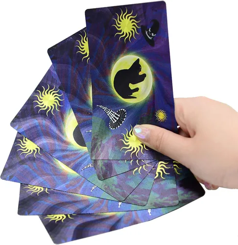 Vista 2 de Tarjetas de tarot con instrucciones (idioma español no garantizado), 78 para principiantes, PVC, impermeables, antiarrugas, lámina dorada de lujo