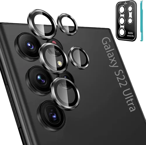 Tensea Protector de lente de cámara Samsung Galaxy S22 Ultra, protector de pantalla de vidrio templado 9H, anillo individual de metal para S22 Ultra