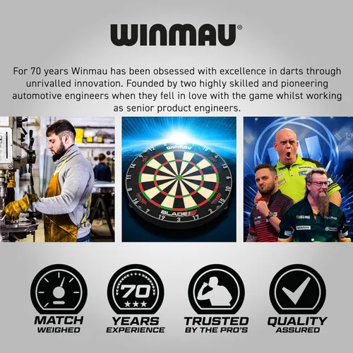 Vista 7 de WINMAU Advance 500 Series Professional Tungsten Steeltip Darts Set with Flights and Shafts (Stems)