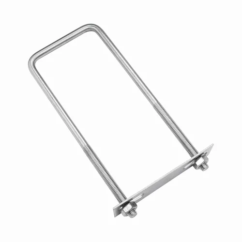 Vista 16 de Pernos en U cuadrados de acero inoxidable 304 de 1 "(25 mm) de ancho interior, 3 "(75 mm) de longitud inoxidable M8 con tuercas, placa de marco