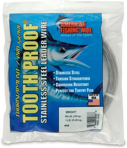 Vista 63 de AFW Alambre Líder Duro de Una Hebra de Acero Inoxidable a Prueba de Dientes - Brillante y Camuflaje para Tiburón, Barracuda, Caballa Real, Wahoo