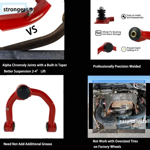 Vista 4 de Juego de Par de 2-4" Brazos de Control Superiores Delanteros Compatibles con 4Runner 1996-2002 / Tacoma 1995-2004 Kits de Elevación Tubular