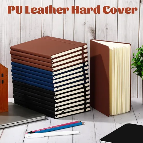 Vista 80 de Honoson 20 Pack Lined Journal Notebooks A5 Hardcover Executive Notebook 5.5" x 8.3" PU Leather Wide Ruled Journals Bulk with Elastic Band for Home
