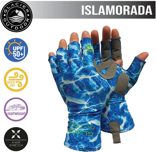 Vista 2 de GLACIER GLOVE Islamorada 50+ protección solar, duradero, ligero, transpirable, de secado rápido, sin dedos, para pesca al aire libre