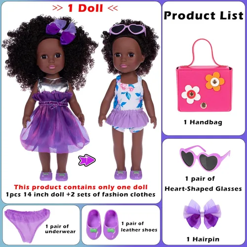 Vista 2 de ebuddy Muñecas y accesorios de 14.5 pulgadas muñeca bebé africana Reborn Baby Doll 14.5 pulgadas negro Baby Dolls Set