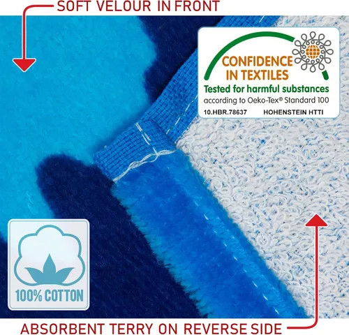 Vista 4 de Softerry Tie Dye Beach Towel 30 x 60 inches 100% Cotton Velour One Side Printed (Blue Tie Dye, 30" x 60") (Pack of 2)
