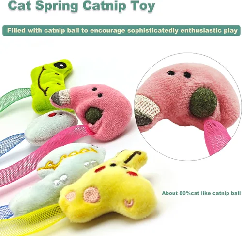 Vista 6 de Juego de Juguetes Interactivos para Gatos, Palitos Masticables de Silvervine y Juguete de Resorte para Gatos, Juguetes de Hierba Gatera