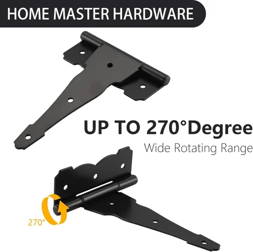 Vista 4 de HOME MASTER HARDWARE Bisagra decorativa de 4 pulgadas para puerta de almacenamiento, bisagra para puerta de almacenamiento, bisagras en T con Negro