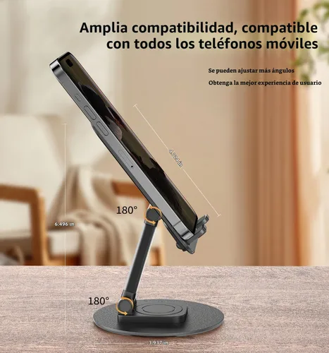 Vista 5 de 360° Rotating Cell Phone Stand for Desk