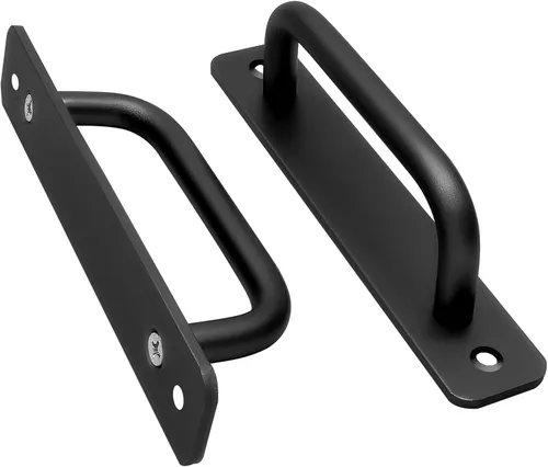 Vista 2 de Hitefu 2 manijas de puerta corrediza estilo granero, manija de puerta de puerta de aleación de aluminio de 5.9 pulgadas, tiradores de puerta