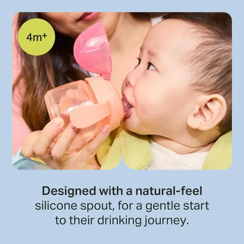 Vista 2 de Tommee Tippee Transition - Vaso para bebé con boquilla, a partir de 4 meses, 5 onzas, boquilla de silicona a prueba de fugas, asas de fácil agarre