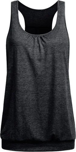 Wobity Camiseta sin mangas con espalda cruzada para mujer, ajuste holgado, parte inferior con bandas para yoga