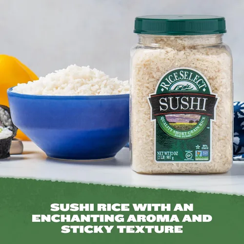 Vista 3 de RiceSelect Arroz de sushi para sushi y comida japonesa, arroz de grano corto sin gluten premium, sin OMG, tarro de 32 onzas