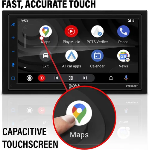 Vista 4 de BOSS Audio Systems Elite BV850ACP - Reproductor multimedia para automóvil con Apple CarPlay-Android Auto, doble Din, pantalla táctil capacitiva LCD