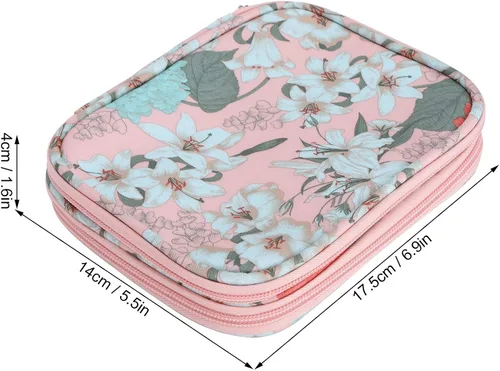 Vista 5 de GLOGLOW Estuche de gancho de ganchillo, organizador de viaje de doble cara con cremallera para agujas de ganchillo y otros accesorios de tejer