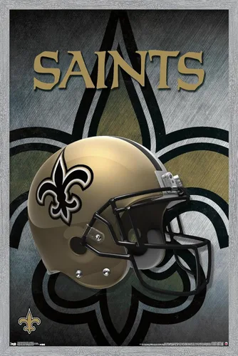 Vista 12 de Trends International NFL New Orleans Saints - Póster de pared con casco 16, 14.725 x 22.375 pulgadas, versión enmarcada de madera de granero