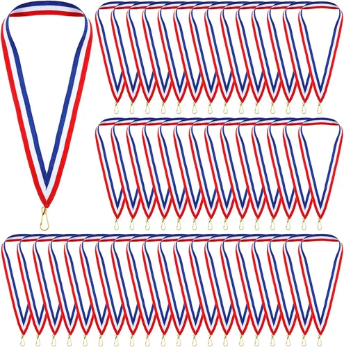 Vista 8 de Outus 30 Pcs Medal Ribbons Award Red White and Blue Neck Lanyards with Snap Clips for Competitions Sports Meeting Student Awards